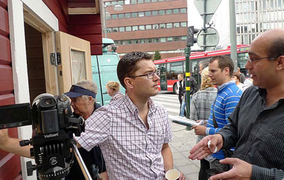 Лидер Шведских демократов Йимми Окессон в ходе предвыборной кампании.