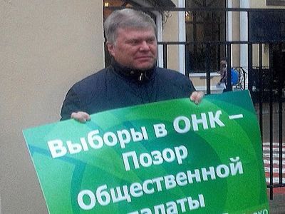 Сергей Митрохин на пикете за отмену итогов выборов в ОНК. Фото: Партия Сергей Митрохин на пикете за отмену итогов выборов в ОНК. Фото: Партия