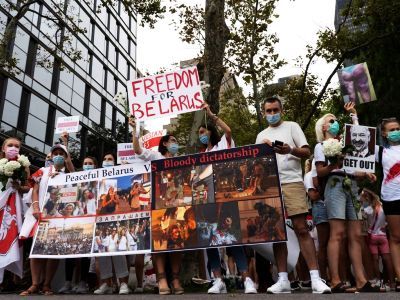Акция в поддержку Беларуси. Фото: Твиттер Акция в поддержку Беларуси. Фото: Твиттер